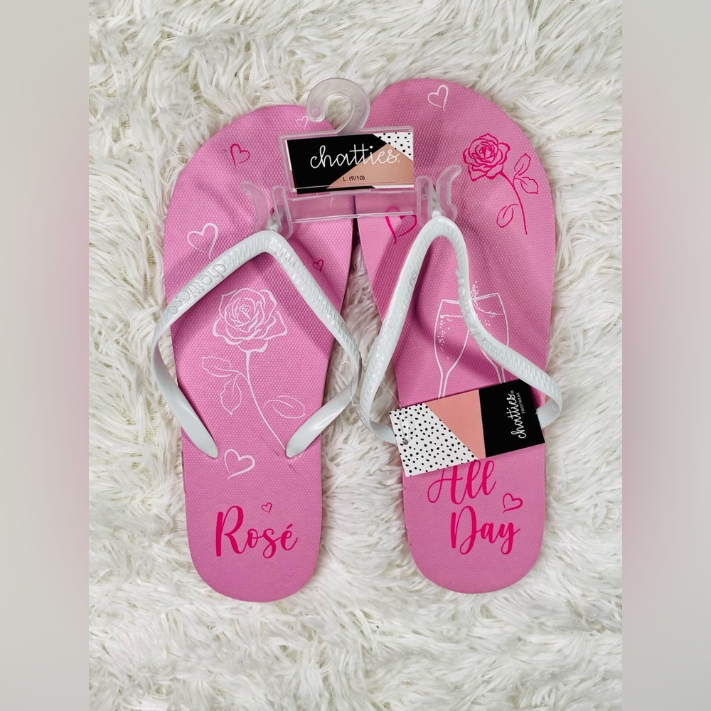 Chatties Rosé All Day Flip Flops Sandals Size Large 9/10 NEW w tags